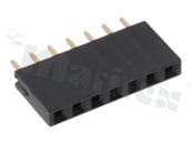 Listwa stykowa do PCB; w rastrze 2.54 mm; 1x7 styków; montaż: THT; żeńska; prosta; jednorzędowe