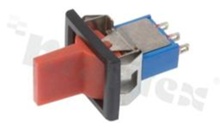 Miniaturowy przełącznik typu Rocker; jednobiegowy; 3-pozycyjny; 16.2x12.2mm; konektory SPDT; przycisk czerwony; 3A/250V
