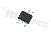 Tranzystor: N+P-MOSFET; unipolarny; 20V/-20V; 0.8A/-0.4A; 0.3ohm/0.6ohm; 0.312W; dioda ESD; -55+150 st.C; SMD; SOT563