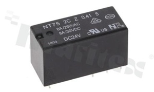 Przekaźnik elektromagnetyczny; prąd znamionowy 8A; napięcie cewki 24VDC; podwójne styki przełączne (2C); 8A/30VDC; 8A/250VAC