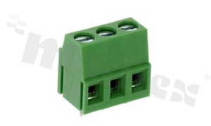 Listwa zaciskowa do PCB; w rastrze 5.00mm; 3-torowa; pionowa; na przewód 2.50mm2 (AWG 24-12); z ruchomą osłoną przewodu; ze śrubami na wkrętak płaski; klatka mosiężna; zielona; UL 300V/15A, TUV 250V/18A