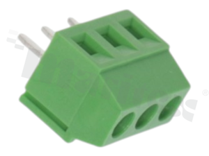 Listwa zaciskowa do PCB; w rastrze 3.50mm; 3-torowa; pionowa; na przewód 1.00mm2; ze śrubami na wkrętak płaski; klatka mosiężna; zielona; 300V/10A
