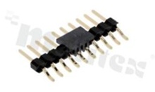 Pin Header; pitch 2.54mm; 1x10 pins; assembly: SMD; male; angled; single row