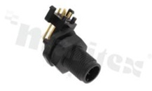Receptacle M12; A code; 5 pins; male;for panel; right-angle; front side nut;plastic thread; IP68