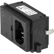 Gniazdo zasilające IEC C14 z uchwytem bezpiecznikowym 2-polowym; męskie; montaż: do panela, zatrzaskowe; do PCB; IP40; 10A/250VAC
