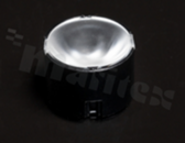 Soczewka do diod LED high power; kąt rozsyłu: 10 do 14 stopni FWHM; ilość diod: 1; rozmiar: okrąg 22mm; wysokość: 14.8mm; rodzaj materiału: PMMA; PC; sposób mocowania: klipsy