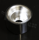 Reflektor do diod LED high power; kąt rozsyłu: 54 do 63 stopni FWHM; ilość diod: 1; rozmiar: okrąg 32mm; wysokość: 20mm; rodzaj materiału: PC; sposób mocowania: taśma