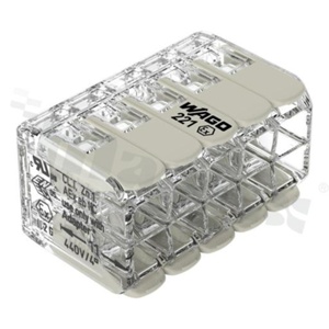 Szybkozłączka instalacyjna; 4-torowa;dwurzędowa; 10 zaciskowa; zacisk sprężynowy; przekrój przewodu 0.2-4mm2; UL:szara; 20A/600V