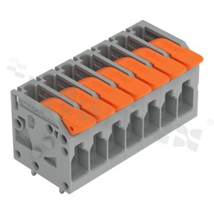 Listwa zaciskowa do PCB; przewód-płytka; na przewód 0.2 - 4.0 mm2 (24-12 AWG); raster 5.0 mm; 7-torowa.; Push-in; szary; 300V/20A