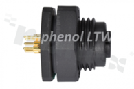 Gniazdo panelowe NMEA2000, 5-stykowe, żeńskie, plastikowe, 4A, z nakrętką z przodu, na PCB, IP68, UL