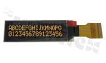Wyświetlacz LCM OLED; LCD alfanumeryczny; 2.06"; 16x2 znaków; kolor świecenia żółty; obszar aktywny 51.175×10.78 mm; SPI; I2C; FFC do złącza ZIF; 33 piny