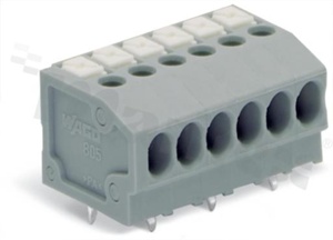 Listwa zaciskowa do PCB; przewód-płytka; THT; na przewód 0.2 - 1.5mm2 (24-16AWG); raster 3.5 mm; 3-torowa.; Push-in; szary; 320V/10A
