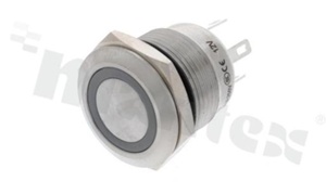 Push button switch; monostable; 19mm; solder terminals; stainless steel; ring red illumination; IP67.