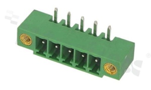 Pluggable terminal block; pitch 3.81mm; 5-ways; male; R/A pin header; closed type; with fixed screws; UL 300V/10A; TUV:300V/10.5A