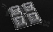 Soczewka do diod LED high power; mid power; kąt rozsyłu: 42 do 58 stopni FWHM; ilość diod: 4; rozmiar: 50x50mm; wysokość: 8.5mm; rodzaj materiału: PMMA; sposób mocowania: klej; kołek; śruby