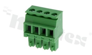 Pluggable terminal block; 3.81mm pitch; 4-ways; female; for wire 1.5mm2(28-16AWG); wire insertion direction 90° to plug-in direction; p.bronze contacts; brass cage; UL 300/8A