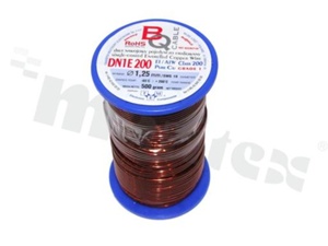 Drut nawojowy; jednokrotnie emaliowany; średnica 1.25mm; SWG 18; -65+200 st.C; 44m; 500g.