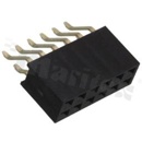 Listwa stykowa do PCB; w rastrze 2.54mm; 2x6 styków; montaż: SMD; żeńska; kątowa; dwurzędowe