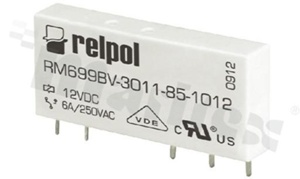 Przekaźnik elektromagnetyczny; prąd znamionowy 6A; napięcie cewki 12VDC; pojedynczy styk przełączny (1P); 6A/24VDC; 6A/250VAC