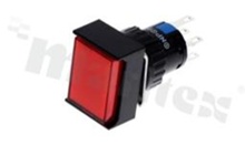 Przełącznik przyciskowy; dwubiegowy; bistabilny; IP65; przycisk czerwony podświetlany; LED 24V.