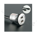 MicroUSB2.0 socket; female; mounting hole 22mm; connection to MicroUSB2.0 male plug; cable length 60cm; silver; aluminum alloy.