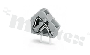 Listwa zaciskowa do PCB; w rastrze 5.0/5.08mm; 1-torowa; skośne wejście przewodu; na przewód 0.08-2.50mm2 (28-12 AWG); ze stykiem sprężynowym; jasnozielona; UL:: 300V/15A