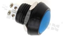 Push button switch; monostable; 12mm; screw terminals; aluminium; blue button; IP65