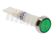 Lampka sygnalizacyjna; 10mm; terminale do lutowania; plastik; podświetlenie zielone; LED 24V