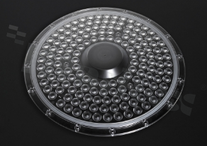 Lens for LED mid power; angle: 44 to 69 degrees FWHM; Number of LEDs: 80; Dimensions: round 300mm; Height: 18.1mm; meterial: PC; silicone; Fastening: screw