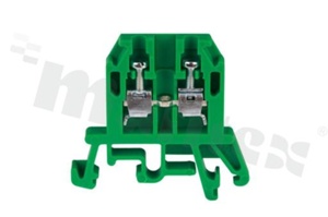 Installation terminal block; 1-level; 2-contacts; for wire 0,5-2,5mm2; screw terminal; green; Din rail; 1000V/24A