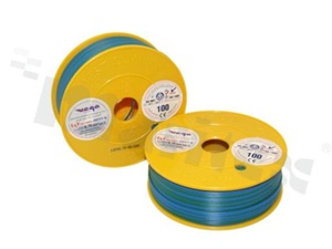 Single wire LGY/H05V-K; with copper multi-strand; blue/green; cross section 0.75mm2; AWG 18; 500V; -40+105 deg.C; 100m.