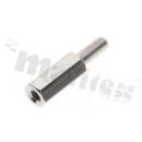 Screwed brass spacer sleeve; Int. thread: M4; Ext. thread: M4; 10mm