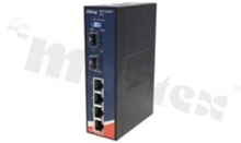 Switch przemysłowy PoE; Gigabit; niezarządzalny; 4 porty 10/100/1000Base-T(X) RJ45 PoE i 2 porty 100/1000Base-X SFP; temp. pracy: -40+70 st.C; zasilanie redundantne 24...36VDC; montaż na szynie DIN