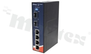 Industrial 6-port unmanaged Gigabit PoE Ethernet switch with 4x10/100/1000Base-T(X) P.S.E. and 2x100/1000Base-X; SFP socket; DIN