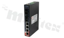 Switch przemysłowy PoE; niezarządzalny; 4 porty 10/100Base-T(X) RJ45 PoE; 2 porty 100Base-FX; złącze SC; światłowód wielomodowy; 2km/1310nm; temp. pracy: -40+70 st.C; zasilanie redundantne 50...57VDC; montaż na szynie DIN