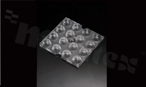 Lens for LED high power; mid power; angle: 52 to 79 degrees FWHM; Number of LEDs: 16; Dimensions: 50x50mm; Height: 6.8mm; meterial: PMMA; Fastening: pin; screw