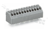 Listwa zaciskowa do PCB; w rastrze 3.50mm; 4-torowa; przycisk; na przewód 0.20-1.50mm2 (24-16 AWG); ze stykiem sprężynowym; szara; UL: 300V/8A