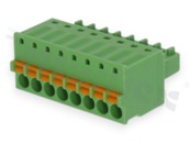 Pluggable terminal block; 3.50mm pitch; 8-ways; female; for wire 1.50mm2 (28-16AWG); wire insertion direction same as plug-in direction; p.bronze contacts; spring clamp; brass cage; UL 300/8A TUV 250/12A