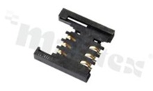 SIM card holder; 6-contacts; SMD; with guid rails