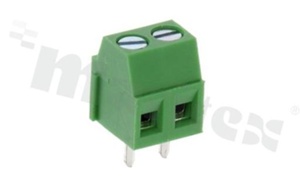 PCB terminal block; pitch 3.50mm; 2-ways; vertical; wire range 1.0mm2 (AWG 26-16); rising clamp type; with screws for a flat screwdriver; brass cage; green color; UL 150V/10A, TUV 130V/24A