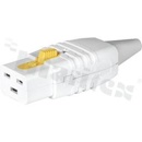 IEC C19 power connector; female; straight; cable mount; V-Lock locking system; 8.5mm; 3 x 1mm2; white.