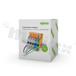 zestaw złączek na szynę din do układów trójfazowych; złączki 2 przewodowe + ścianka końcowa; 4mm2 ;