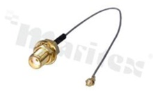 Kabel antenowy; przejściowy; koncentryczny RG1.13; zakończony żeńskim wtykiem IPX (U.FL) i gniazdem żeńskim SMA kabel o długości 10.5 cm; współpracuje z gniazdem męskim RF-IPX125-1G