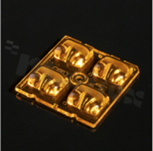 Lens for LED high power; mid power; light distribution: street type II/III for lighting; number of LEDs: 4; dimensions: 50x50mm; height: 7.7mm; material: PMMA; fastening: glue, pin, screw