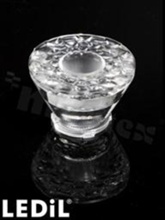 Lens for LED COB; angle: Oval 12 x 46 degrees FWHM; Number of LEDs: 1; Dimensions: round 53mm; Height: 33.2mm; meterial: PMMA; Fastening: socket