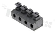 Listwa zaciskowa do PCB; w rastrze 7.50mm; 4-torowa; poziome wejście przewodu; na przewód 1.5mm2 (AWG 20-18); ze stykiem sprężynowym; czarna; UL 300V/5A, TUV 450V/15A