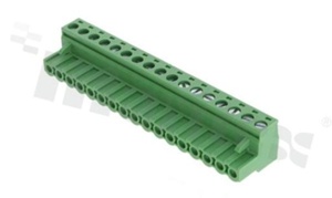 Listwa zaciskowa rozłączalna; w rastrze 5.00mm; 17-torowa żeńska; na przewód 2.5mm2 (28-12AWG); kierunek wtykania równoległy do osi przewodów; styki z fosforobrązu; mosiężna klatka przewodu; UL 300V/16A