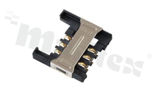 Podstawka karty SIM; 6-stykowa; SMD; z ogranicznikiem i zabezpieczeniem wsuwanej karty