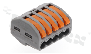 Szybkozłączka instalacyjna; raster 4.61mm; 5-torowa; zacisk sprężynowy; na przewód 0.2-2.5mm2; UL:20A/600V; VDE:24A/450V