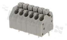 Listwa zaciskowa do PCB; w rastrze 3.50mm; 6-torowa; skośne wejście przewodu; na przewód 0.20-1.00mm2 (28-18AWG); ze stykiem sprężynowym; czarna; UL 300V/10A, TUV 250V/10.5A